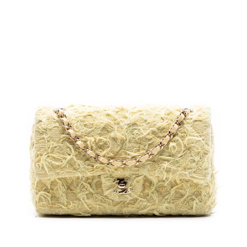 Pre-Loved Chanel Medium Classic Fringed Tweed Double Flap